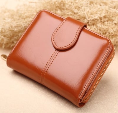 女式短款皮夾 油蠟皮/卡包 大鈔夾 硬幣包 n5718
