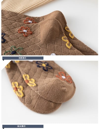 小花中筒襪吸汗透氣百搭女襪0410