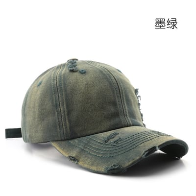 日系復古水洗破洞棒球帽 純色鴨舌帽 戶外防曬遮陽帽 百搭休閒  四季可戴 出遊必備 帽子配件 n6003910