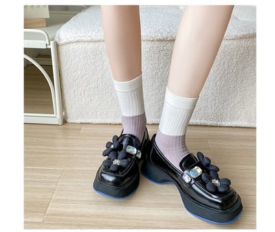 紫色系中筒襪日系拼色條紋 223