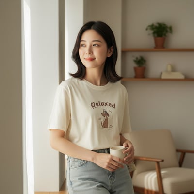 春夏可愛耳機狗 短袖T恤 韓系日系 純棉透氣 寬鬆顯瘦 正韓感 萌系插畫 ins百搭 n600053