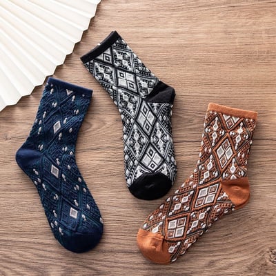 純棉復古暗花襪 中筒襪學院風 時尚女棉襪032