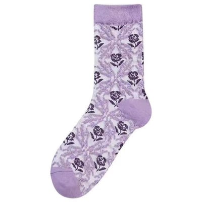 森林系ins潮襪 中筒襪花紋 立體小花女棉襪  10011