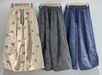 文藝風刺繡高腰闊腿褲 女 春夏新款 復古休閒褲 寬鬆顯瘦 落地褲 ins風 外貿長褲 垂墜感 氣質 百搭 褲子 n6005310