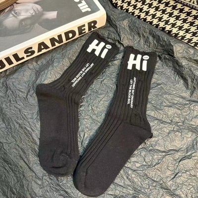 破洞襪個性Hi字母 乞丐襪中筒潮襪   n1218