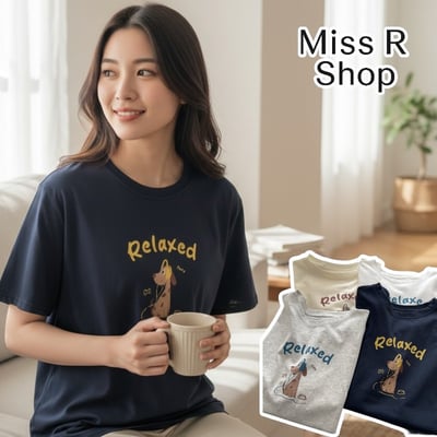 春夏可愛耳機狗 短袖T恤 韓系日系 純棉透氣 寬鬆顯瘦 正韓感 萌系插畫 ins百搭 n600051