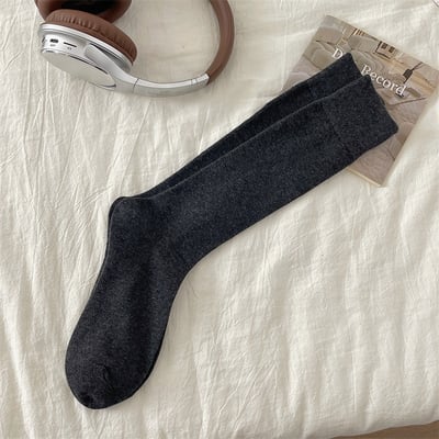 安可拉紅襪子 長筒襪韓系學院風 純色堆堆襪    n1189