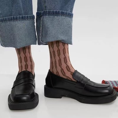 撞色麻花立體浮雕 棉質中筒棉襪  n1223