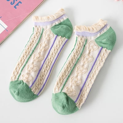 花邊短襪Ins潮 泡泡口花朵船襪  476