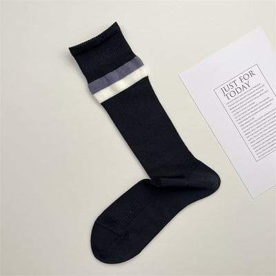 撞色二杠條紋小腿襪   322