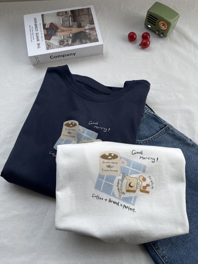 俏皮吃貨系 夏季純棉短袖T恤  女寬鬆顯瘦設計感上衣 百搭休閒 半袖 圓領 時尚 氣質  女裝 n600021