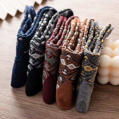 純棉復古暗花襪 中筒襪學院風 時尚女棉襪034