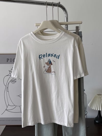 韓版純棉卡通長袖T恤 女圓領休閒上衣  百搭 舒適 可愛 日系 韓系 潮流 n600059