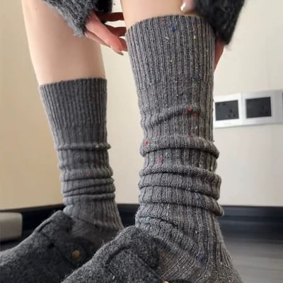 (冬襪)復古彩點襪 拉直變成小腿襪    n1122