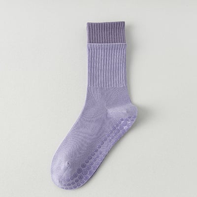 秋冬季吸汗運動襪 女士瑜伽點膠防滑 拼色長襪   n10711