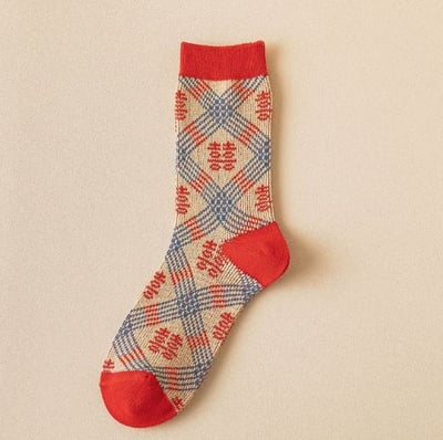 紅色喜慶中筒襪 124