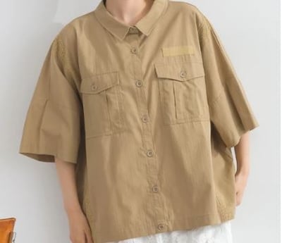 蕾絲拼接寬版襯衫 乾爽棉質 成熟女性風  j13012