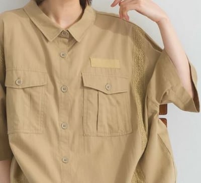 蕾絲拼接寬版襯衫 乾爽棉質 成熟女性風  j13013