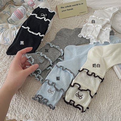 韓系蛋糕花邊棉襪 春夏薄款透氣中筒襪   807