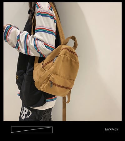 中性 ins 旅行水洗帆布 小背包 雙肩包 5463