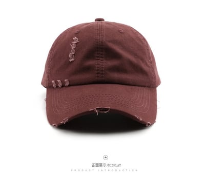 日系復古破洞鴨舌帽 純色棒球帽 防曬遮陽帽 百搭帽 時尚個性休閒帽  帽子 防曬帽 遮陽帽 n6003510