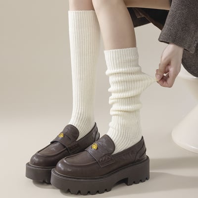 (冬襪) 秋冬小腿襪 加絨加厚保暖長筒襪  n1062
