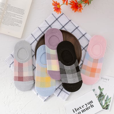 格紋防滑淺口襪  192