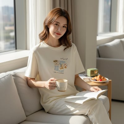 俏皮吃貨系 夏季純棉短袖T恤  女寬鬆顯瘦設計感上衣 百搭休閒 半袖 圓領 時尚 氣質  女裝 n600022