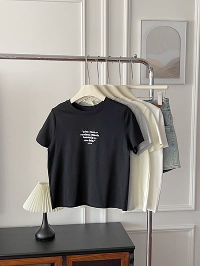 春夏手寫感字母 短袖T恤 韓系日系 純棉透氣 寬鬆顯瘦 正韓感 文藝清新 ins百搭 學生 上衣 n600088