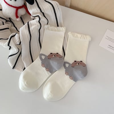 後跟立體卡通動物  中筒襪ins潮 可愛無骨襪   574