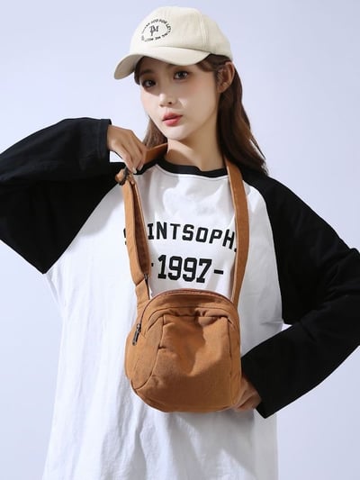 原宿風ins少女 水洗帆布包 單肩斜挎貝殼包 5471