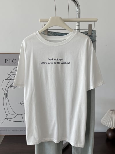 夏季白色短袖T恤 女薄款寬鬆上衣 高級感百搭 休閒時尚 氣質 潮流 簡約 爆款 n6000612