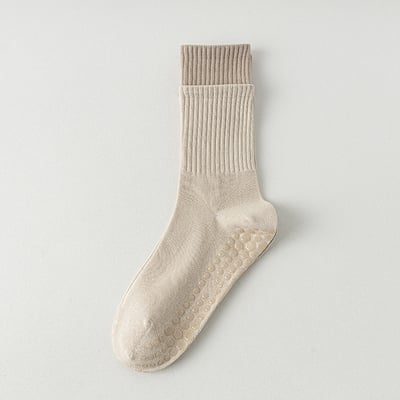 秋冬季吸汗運動襪 女士瑜伽點膠防滑 拼色長襪   n10713