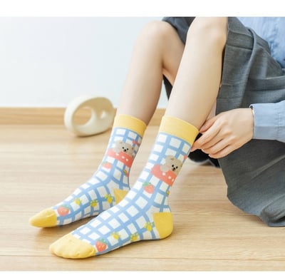 水果小動物可愛棉襪中筒襪078