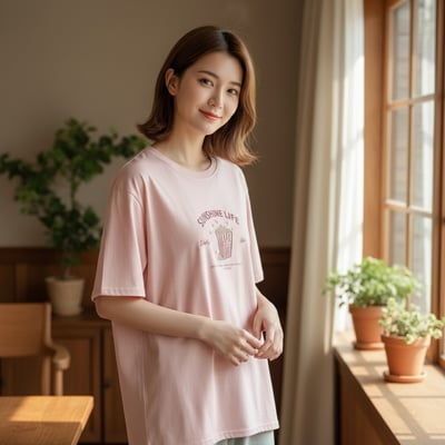 春夏可愛爆米花 短袖T恤 韓系日系 純棉透氣 寬鬆顯瘦 正韓感 食物系印花 ins百搭 學生 n600072