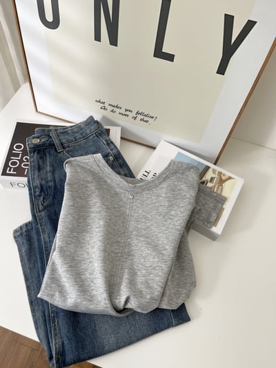 不規則下擺系帶 短袖T恤極簡收腰顯瘦   7212