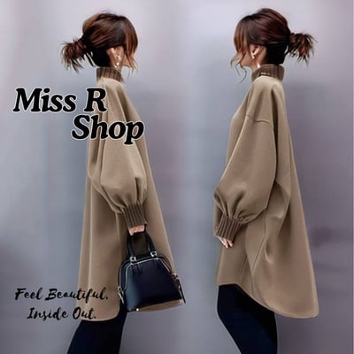 日系純色上衣 秋季針織領口 袖口拼接衛衣 n3191