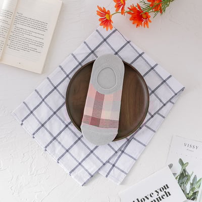 格紋防滑淺口襪  197