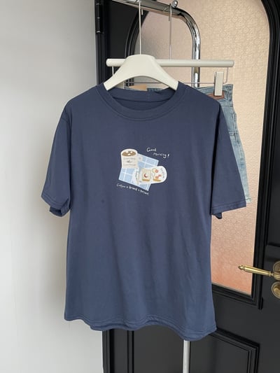 俏皮吃貨系 夏季純棉短袖T恤  女寬鬆顯瘦設計感上衣 百搭休閒 半袖 圓領 時尚 氣質  女裝 n600026