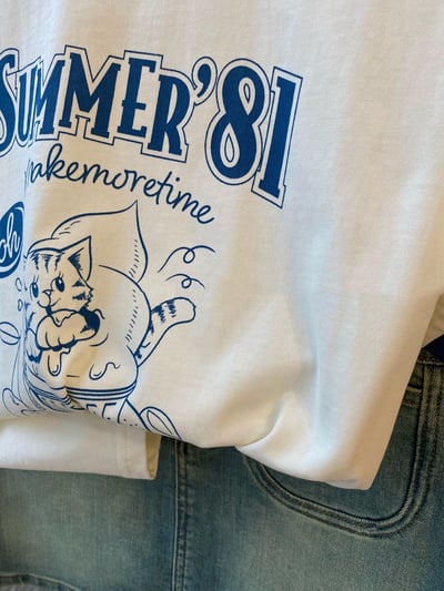 氣質寬鬆拼色印花卡通 純棉短袖T恤  7355