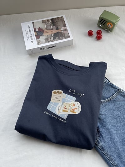 俏皮吃貨系 夏季純棉短袖T恤  女寬鬆顯瘦設計感上衣 百搭休閒 半袖 圓領 時尚 氣質  女裝 n600022