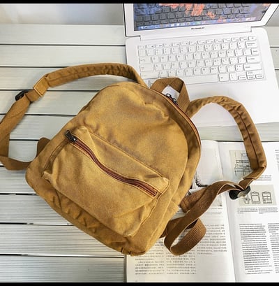 中性 ins 旅行水洗帆布 小背包 雙肩包 5464