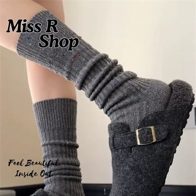 (冬襪)復古彩點襪 拉直變成小腿襪    n1121