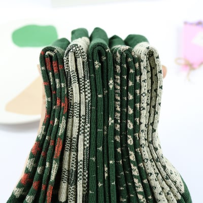 綠色英倫復古風 韓版中筒襪 ins潮襪韓版棉襪 273