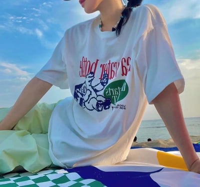 北極熊印花T恤 oversize風休閒短袖 7103