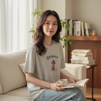 春夏可愛耳機狗 短袖T恤 韓系日系 純棉透氣 寬鬆顯瘦 正韓感 萌系插畫 ins百搭 n600052