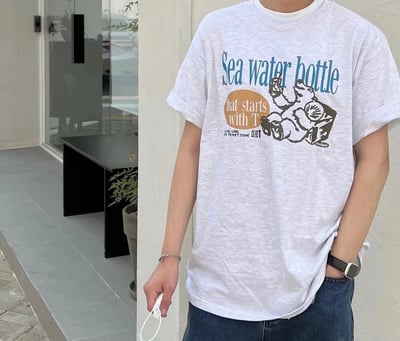 北極熊印花T恤 oversize風休閒短袖 7104