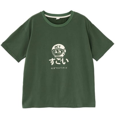 日系女裝短袖t恤 卡通印花半袖圓領上衣 春秋款 7414