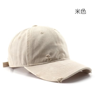 日系復古 破洞做舊 純色 鴨舌帽 棒球帽 戶外 出行 防曬 遮陽帽 百搭 潮流 n600375