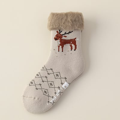 (冬襪) 厚毛圈襪 加厚保暖插畫襪 居家睡眠襪 n1038